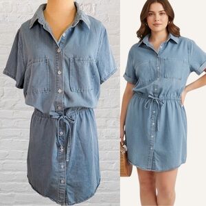 Casual Blue Denim Shirt Dress